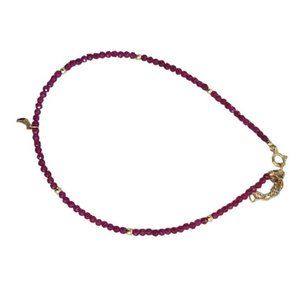 2.3 mm Faceted Ruby And Vermeil Bracelet 8.5" With Tiny Vermeil Moon Charm